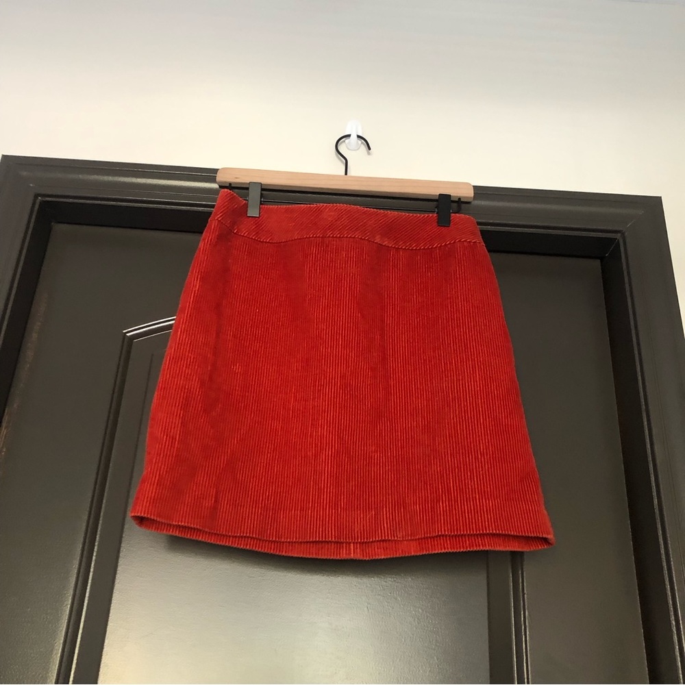 Vintage LL Bean red orange/copper corduroy mini skirt size 4
